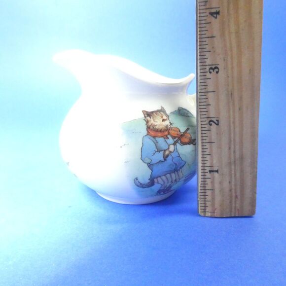 Hey Diddle Diddle Cat Fiddle Nursery Rhyme Cream Pitcher Vintage - Picture 9 of 9
